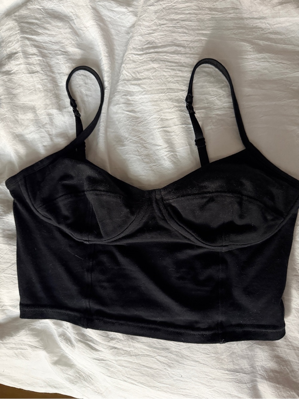 Aritzia TNA Black Longline Bustier Crop Top Womens Medium Cotton